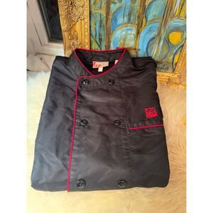 Chick-fil-A Team Style Chef Coat Oobe Black Red  Short Sleeve Uniform Mens M